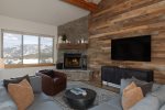 Main living space-Wood fireplace-Deck access